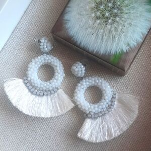 NWNT White Tassel Earrings